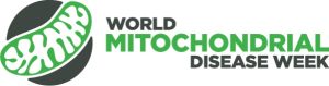 World Mitochondrial Disease Week Logo in green and black writing with a mitochondrial cell image.